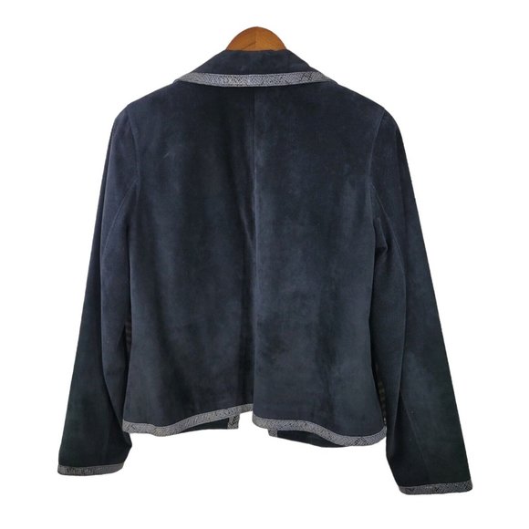 Vintage Doncaster Size 8 Suede Leather Jacket Coat Blazer top black Snake Trim - Picture 5 of 6